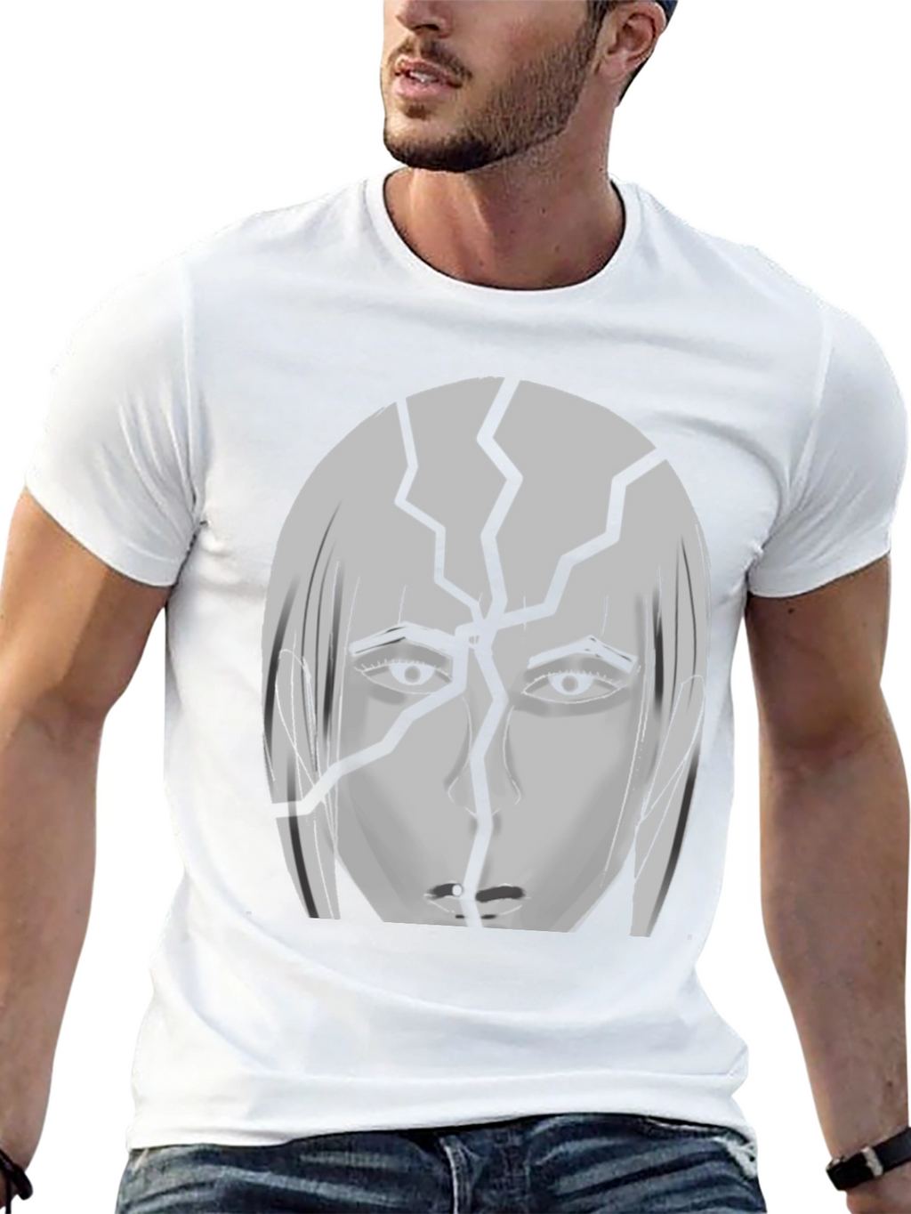 Cracked Head Graphic Print T-Shirt