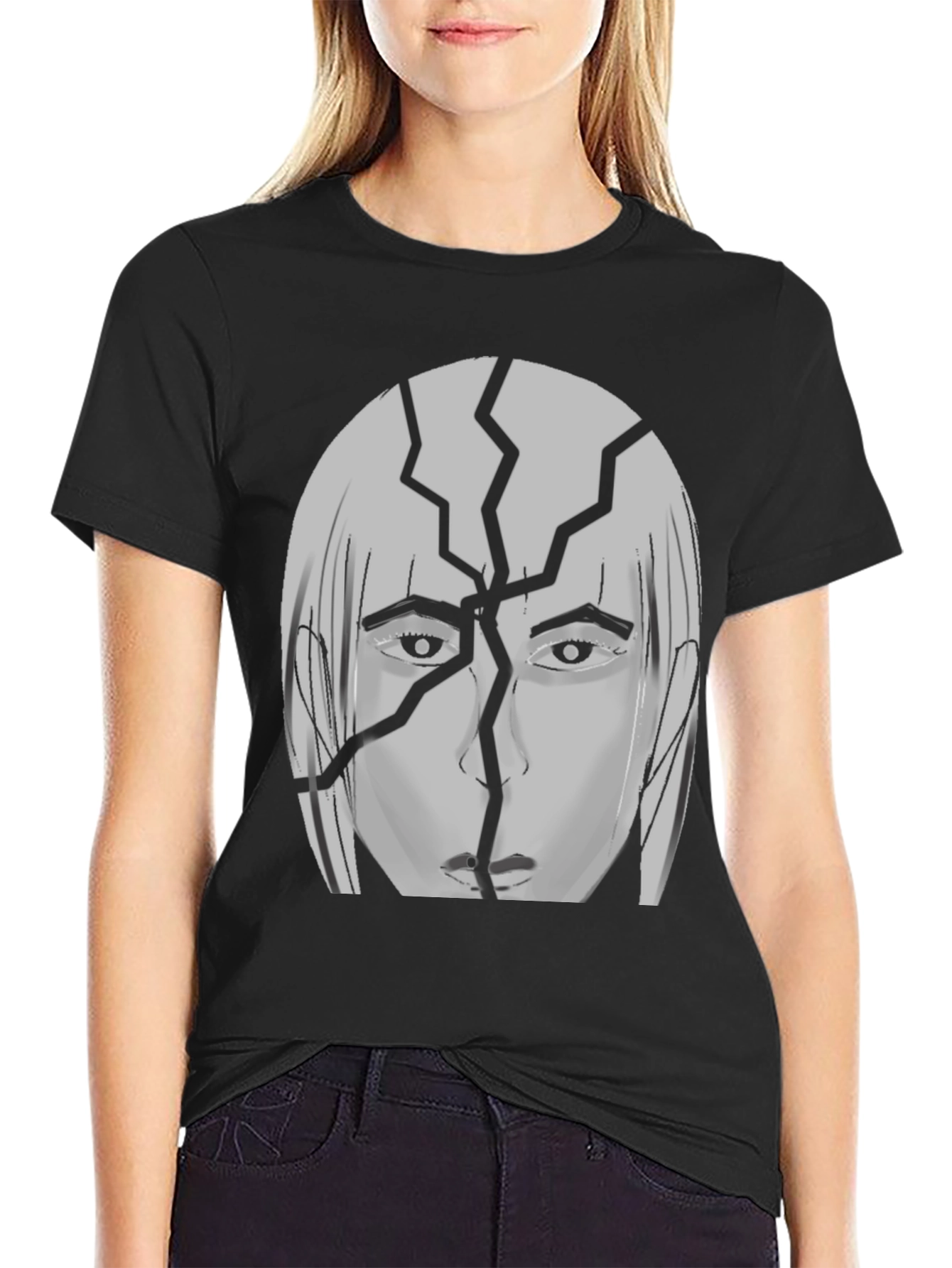 Cracked Head Graphic Print T-Shirt