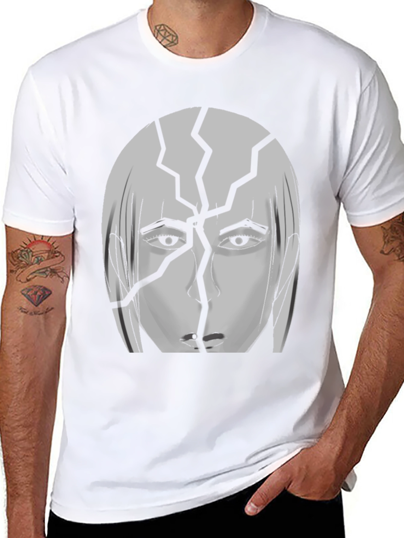Cracked Head Graphic Print T-Shirt