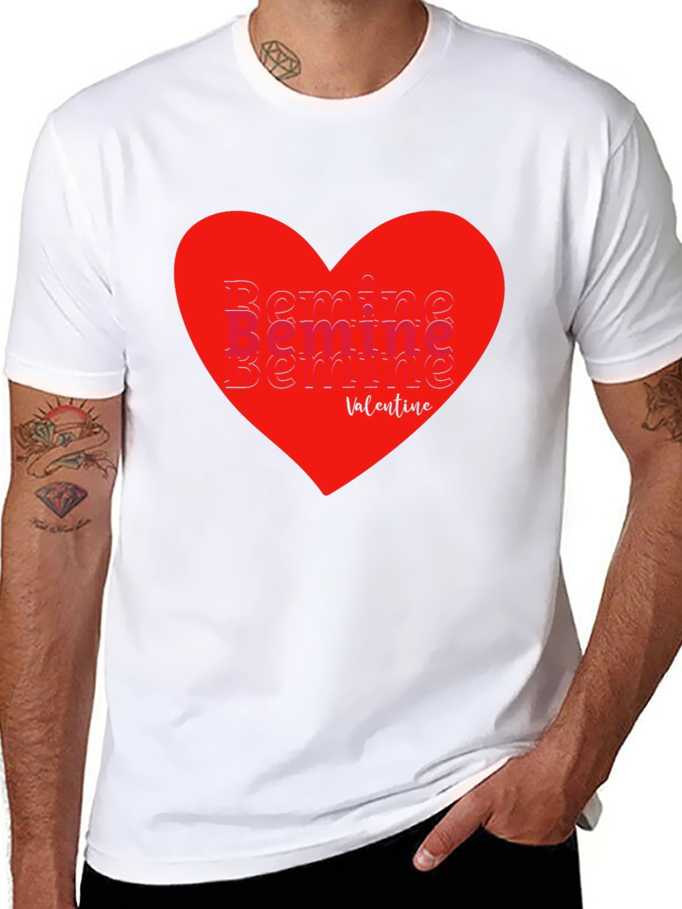 Be Mine Valentine Graphic Tee - Heart Design