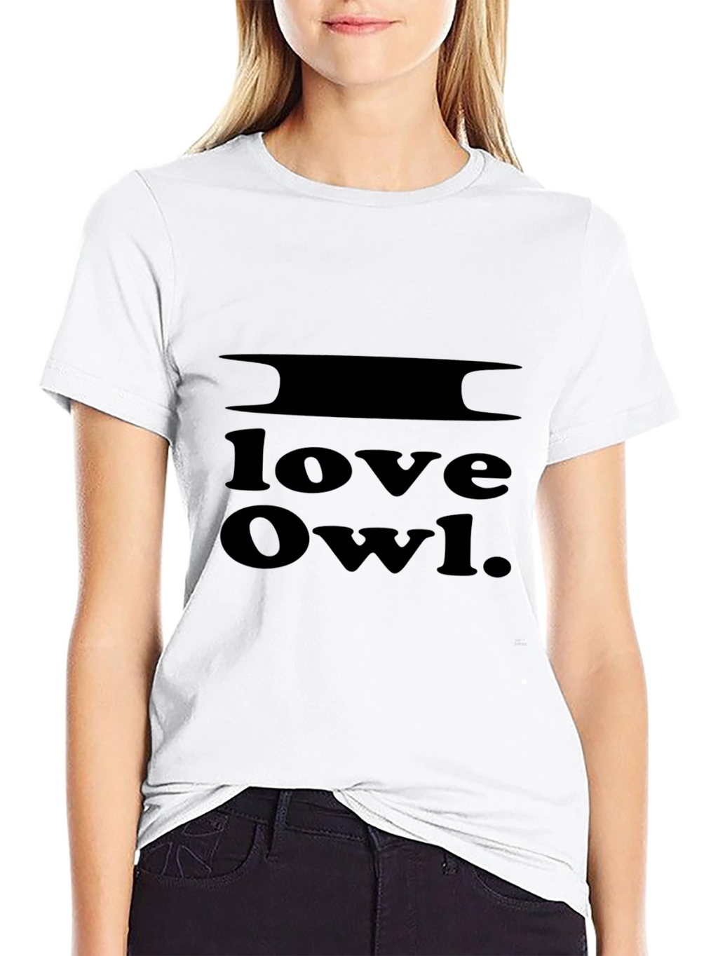I Love Owl Black Graphic Tee Shirt