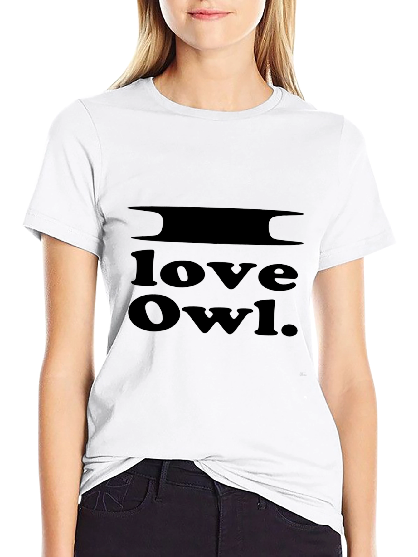 I Love Owl Black Graphic Tee Shirt