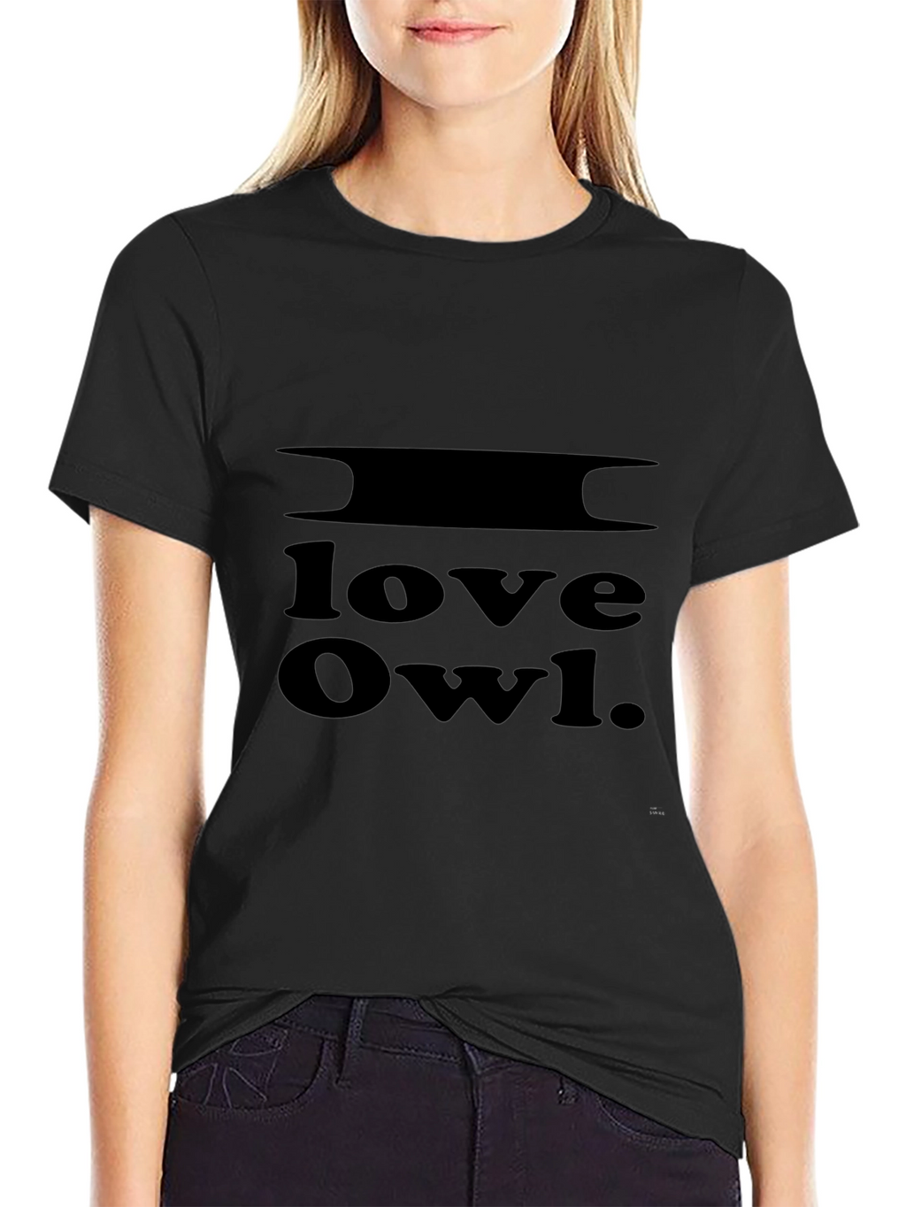 I Love Owl Black Graphic Tee Shirt