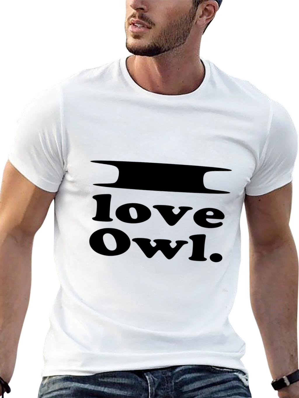 I Love Owl Black Graphic Tee Shirt