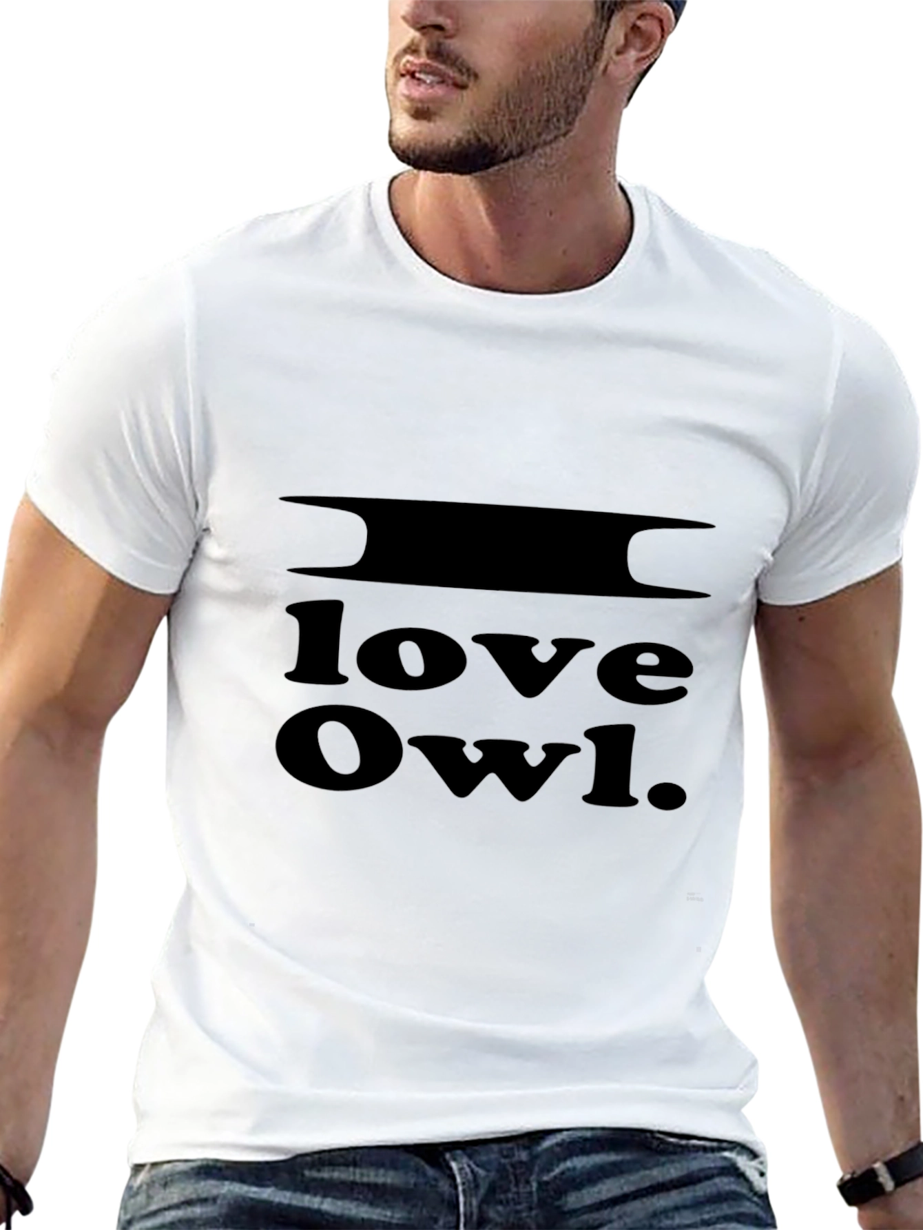 I Love Owl Black Graphic Tee Shirt