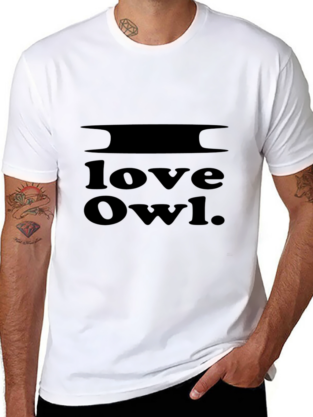 I Love Owl Black Graphic Tee Shirt