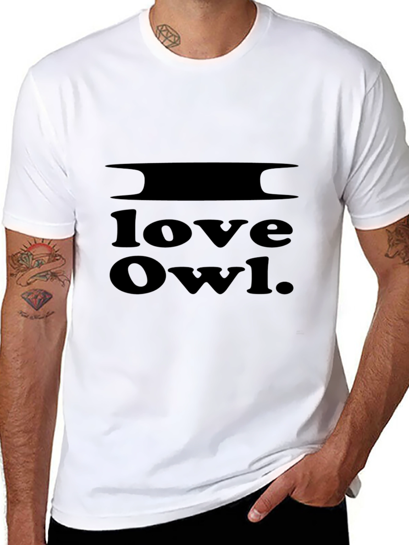 I Love Owl Black Graphic Tee Shirt