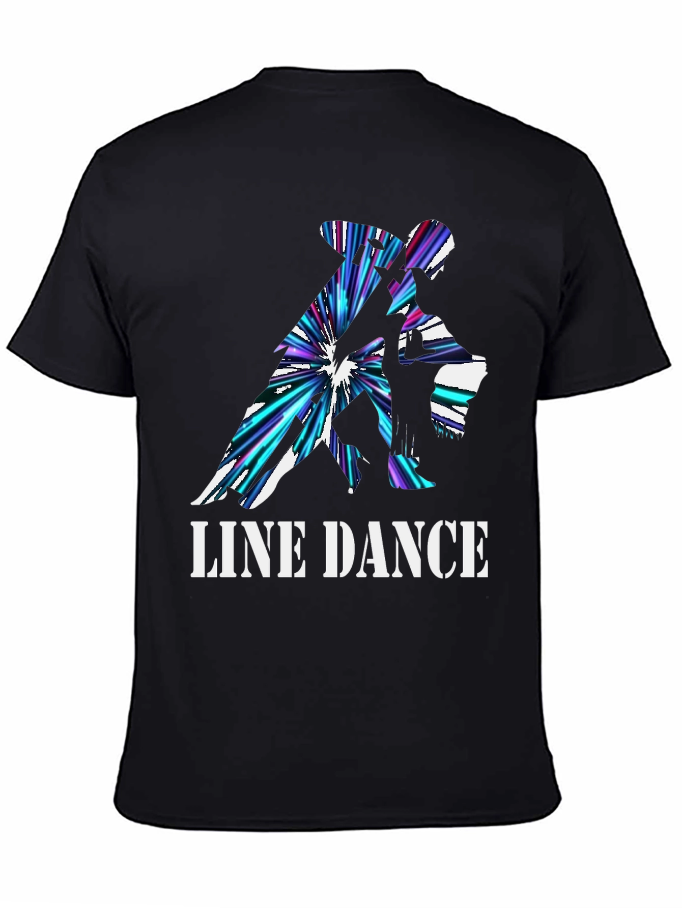Line Dance Graphic Tee - Black Cotton T-Shirt