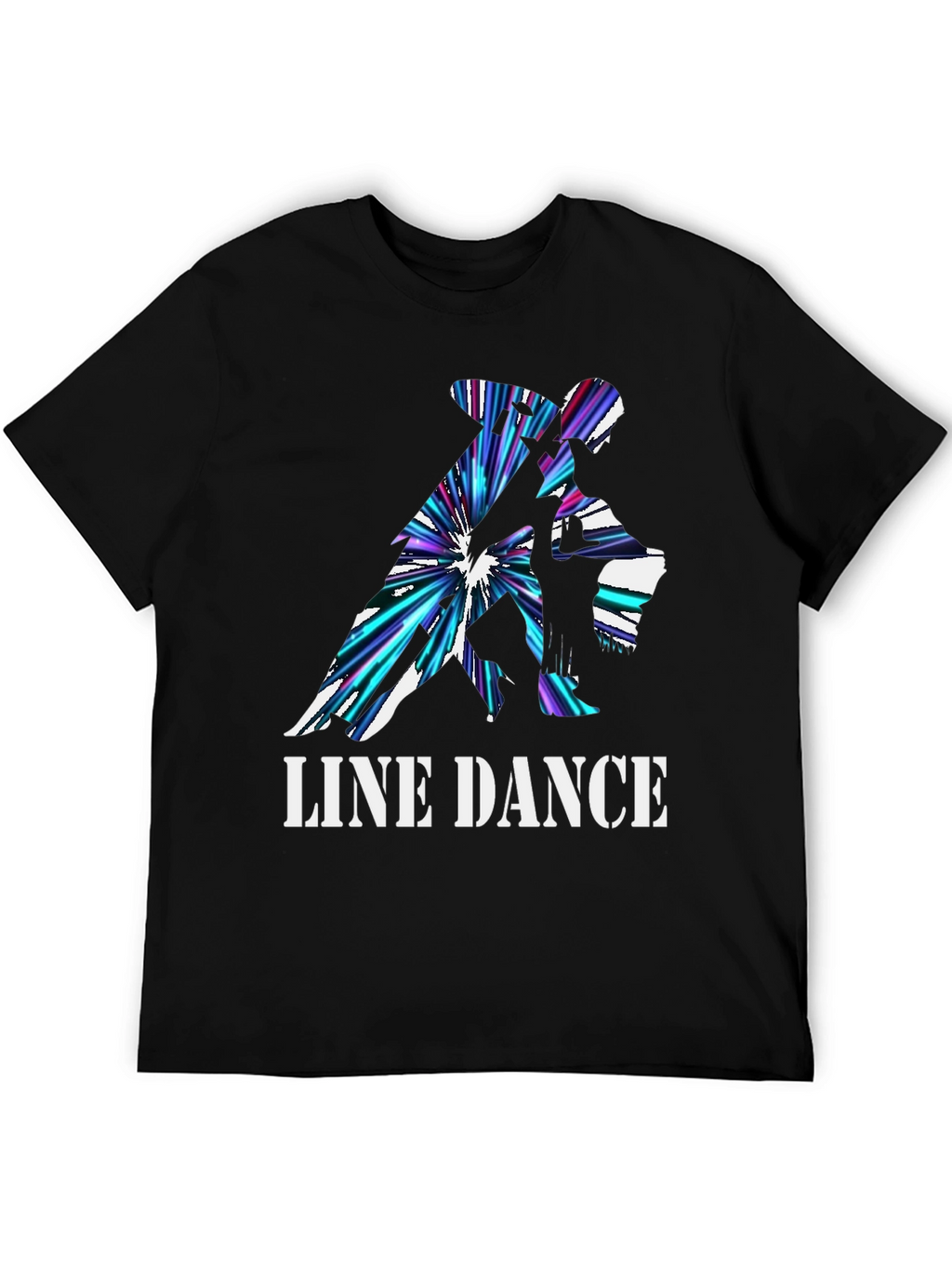 Line Dance Graphic Tee - Black Cotton T-Shirt