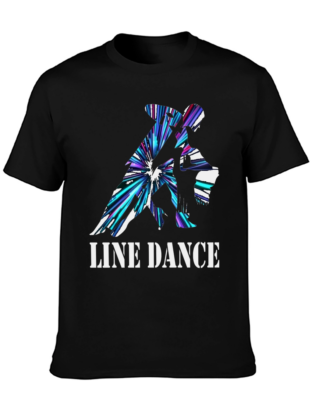 Line Dance Graphic Tee - Black Cotton T-Shirt
