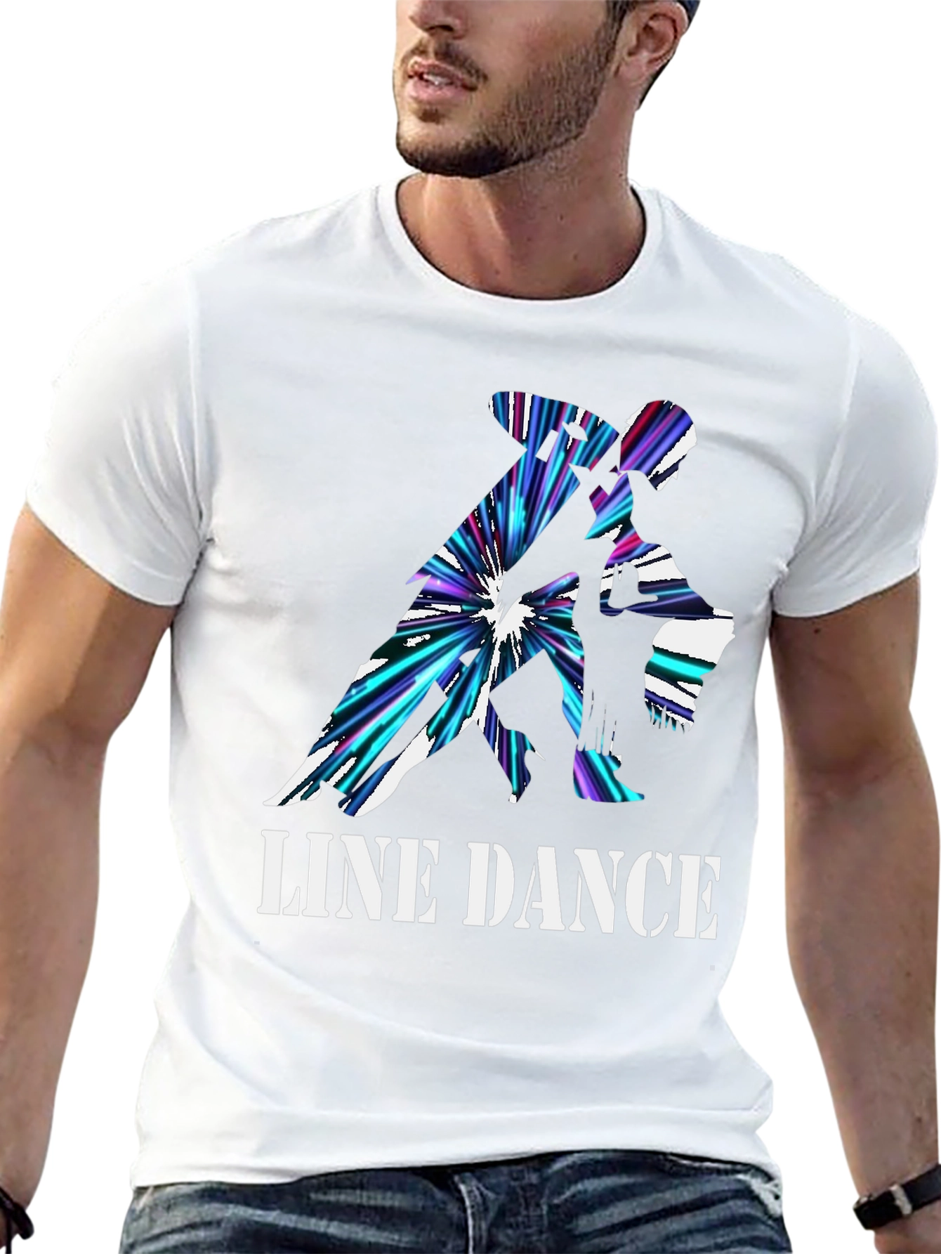 Line Dance Graphic Tee - Black Cotton T-Shirt