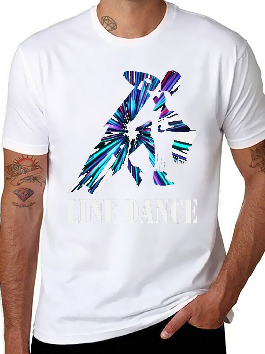 Line Dance Graphic Tee - Black Cotton T-Shirt