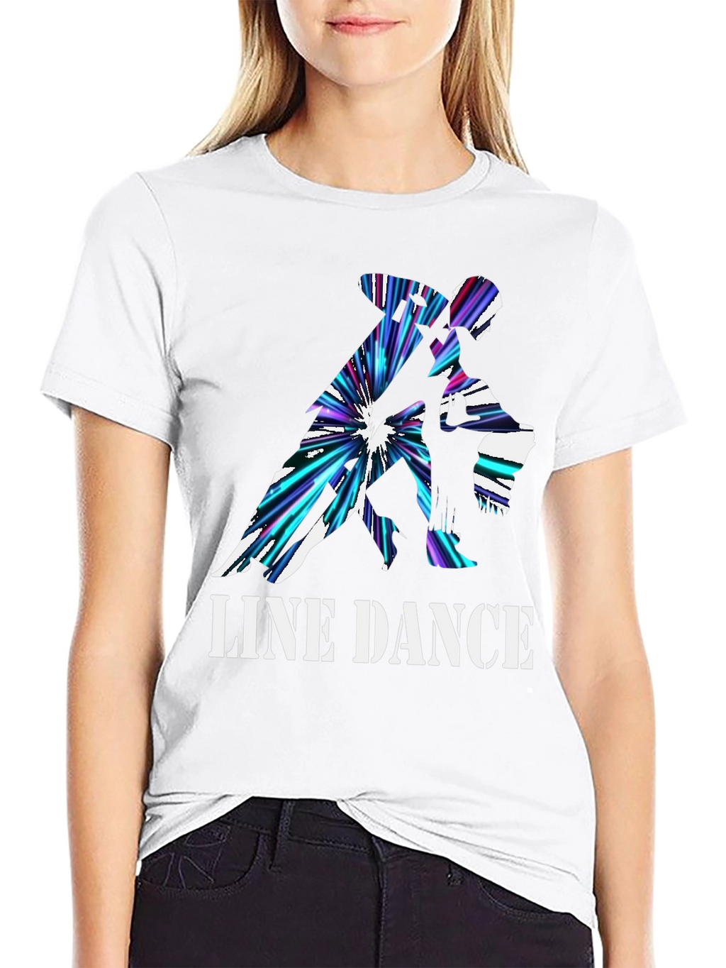 Line Dance Graphic Tee - Black Cotton T-Shirt