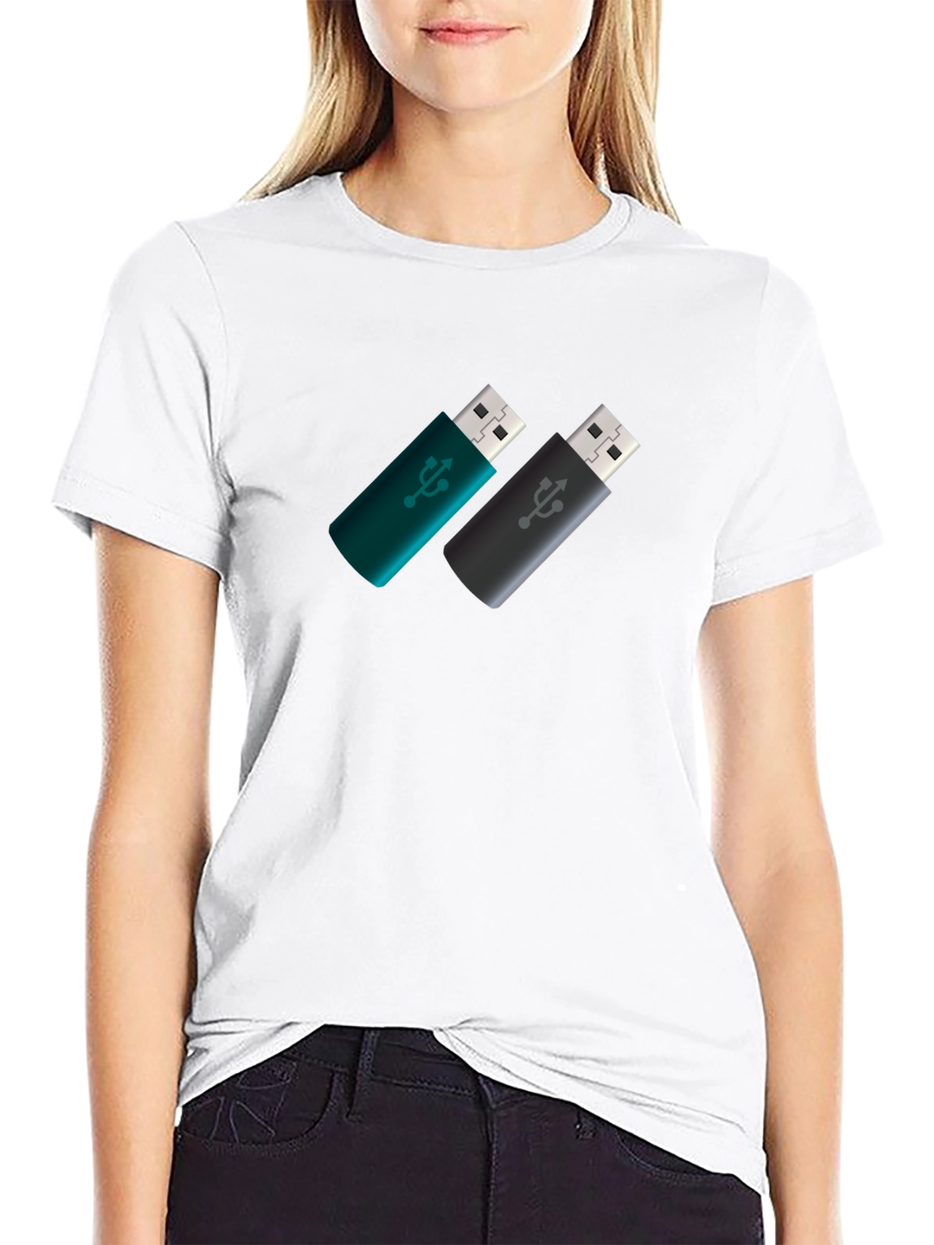 USB Drive Pattern Tee - Modern Tech Style