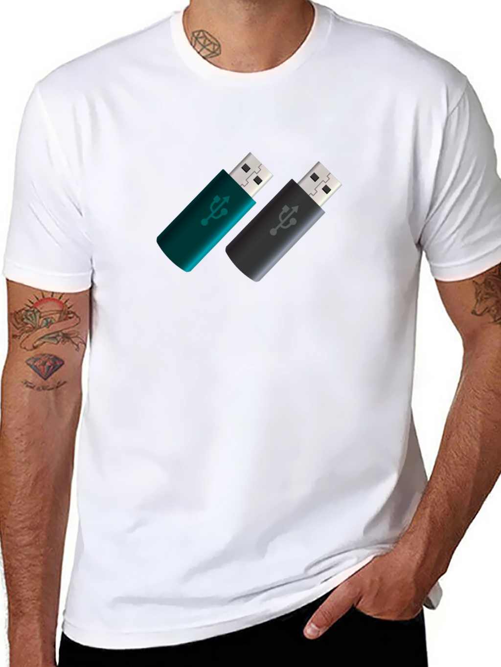 USB Drive Pattern Tee - Modern Tech Style