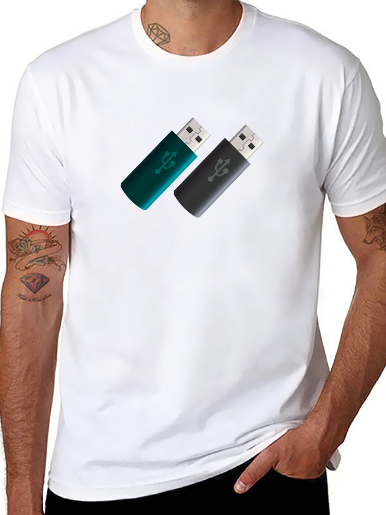 USB Drive Pattern Tee - Modern Tech Style