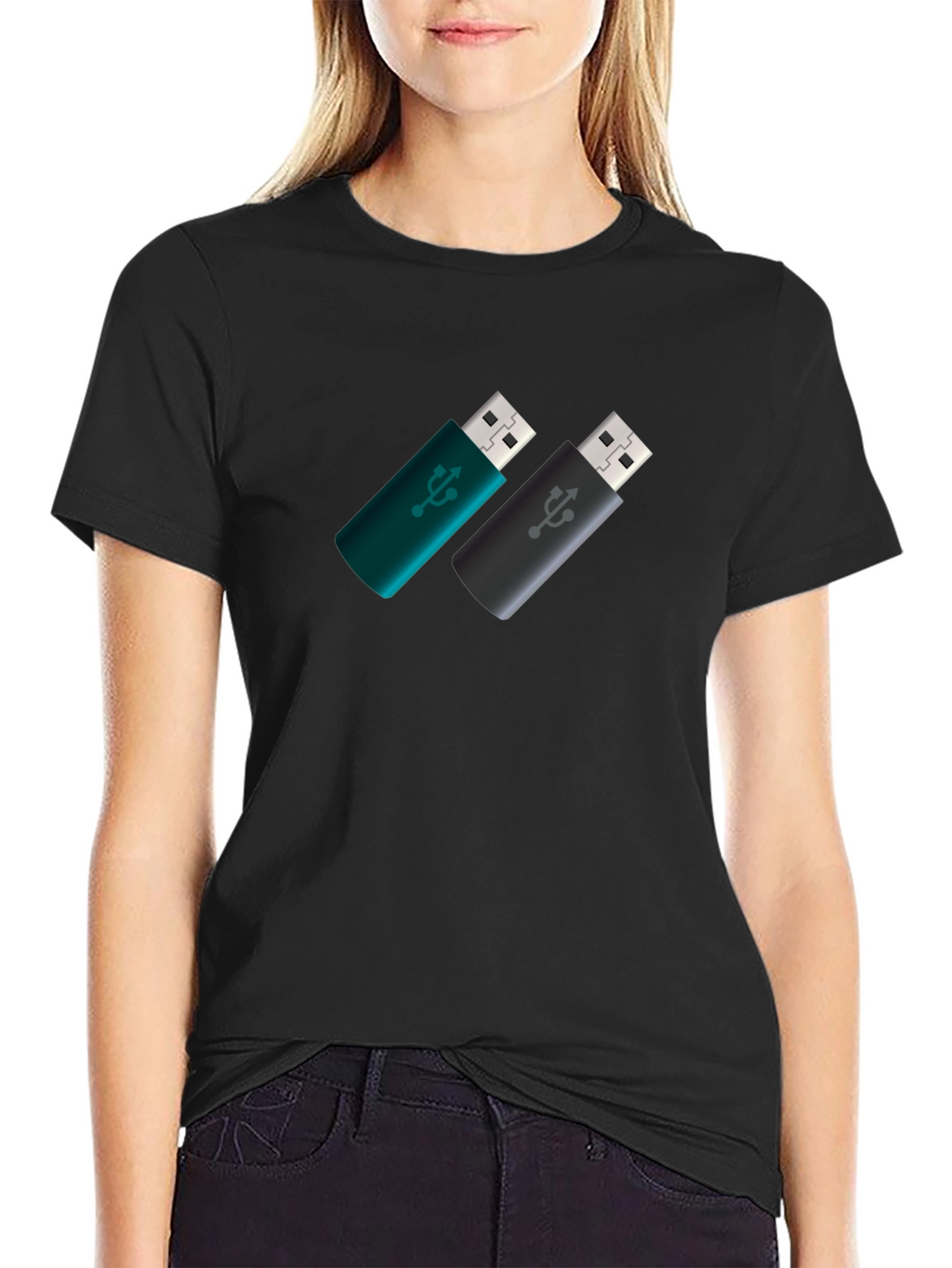 USB Drive Pattern Tee - Modern Tech Style