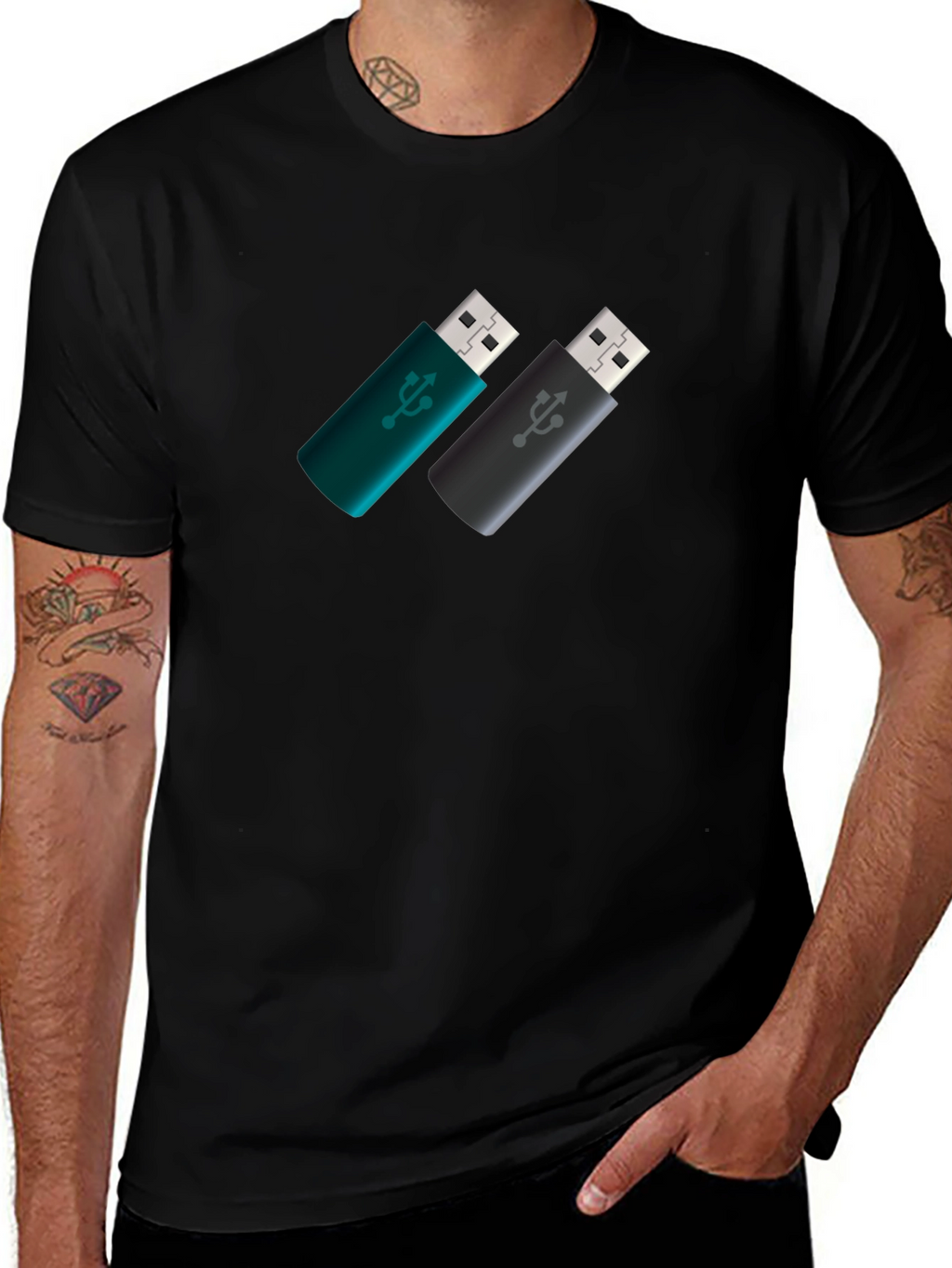 USB Drive Pattern Tee - Modern Tech Style