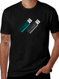 USB Drive Pattern Tee - Modern Tech Style