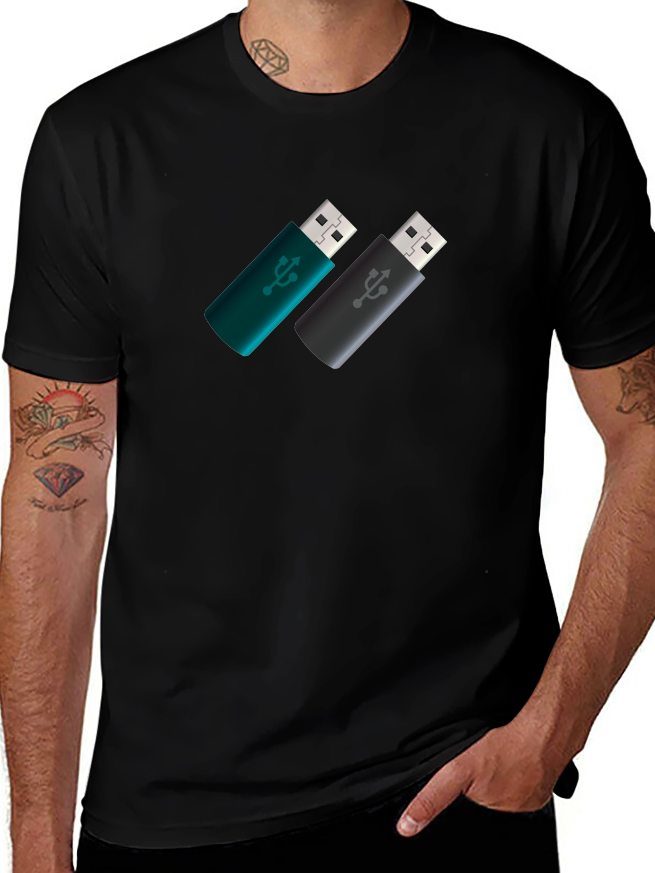 USB Drive Pattern Tee - Modern Tech Style