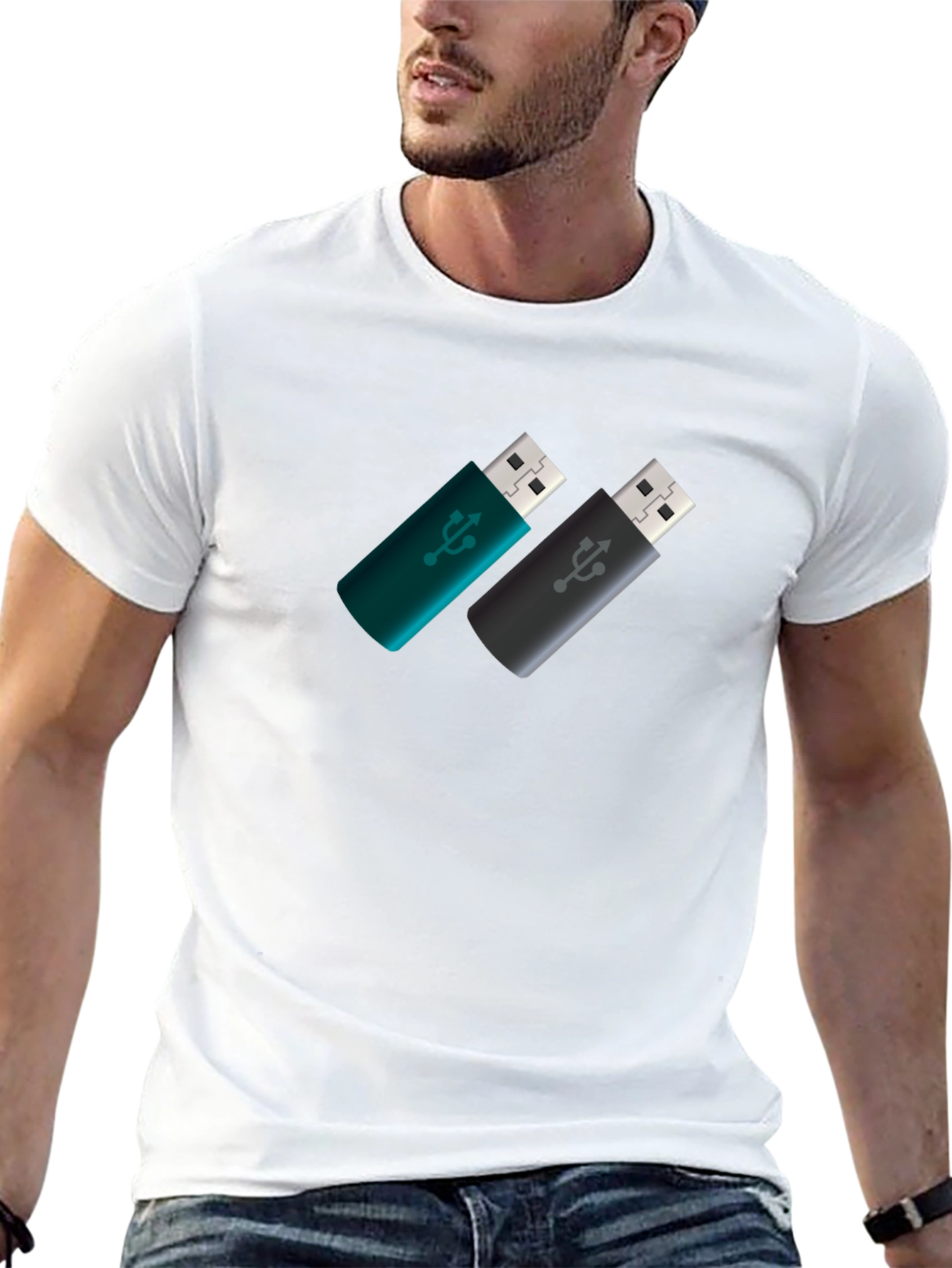 USB Drive Pattern Tee - Modern Tech Style