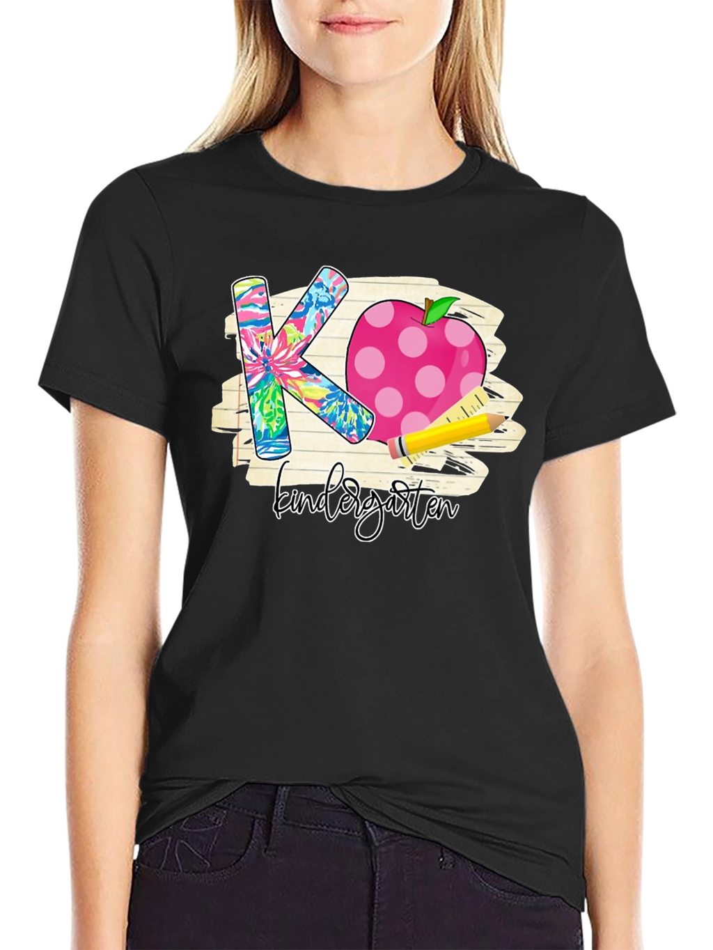 Kindergarten Teacher T-Shirt Apple Pencil Back to School