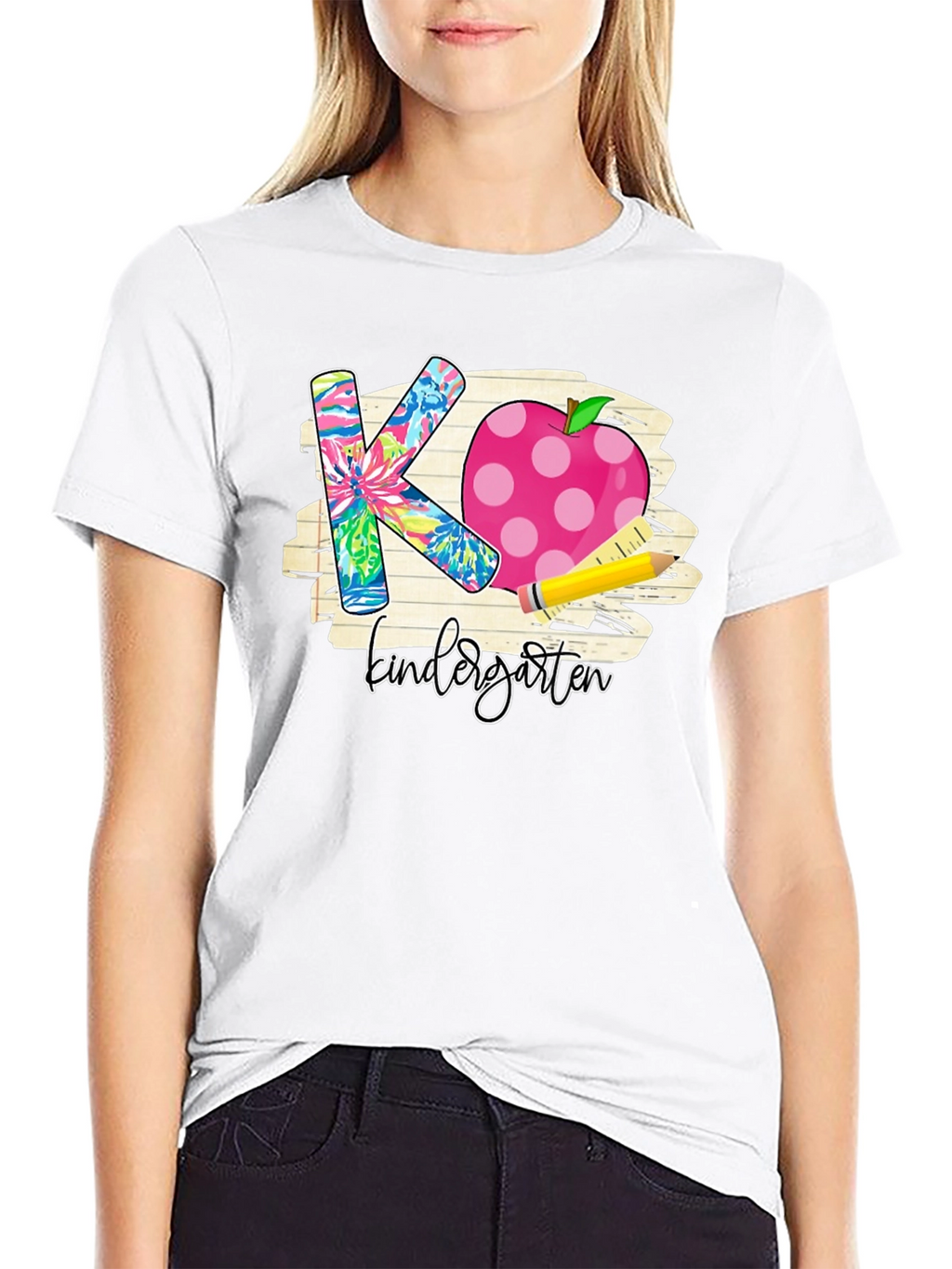 Kindergarten Teacher T-Shirt Apple Pencil Back to School