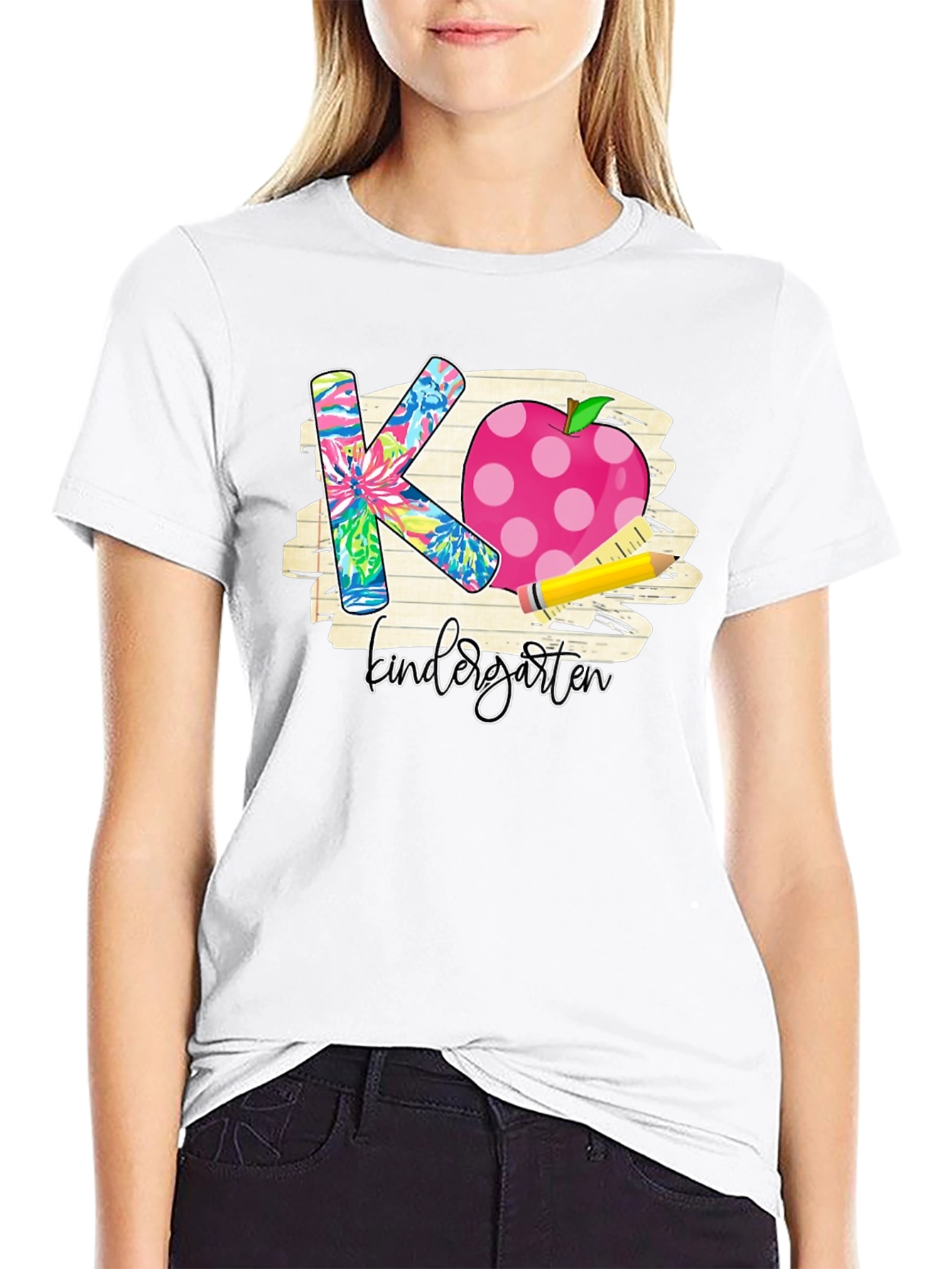 Kindergarten Teacher T-Shirt Apple Pencil Back to School