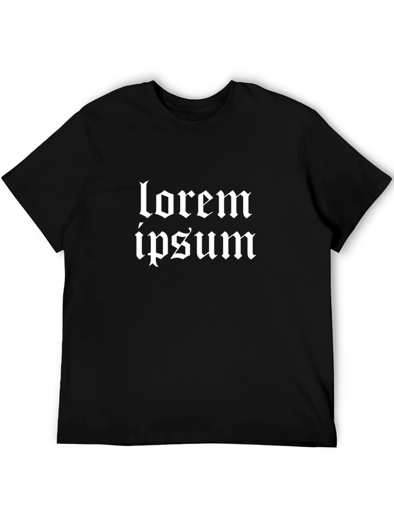 Black T-Shirt with Lorem Ipsum Gothic Text
