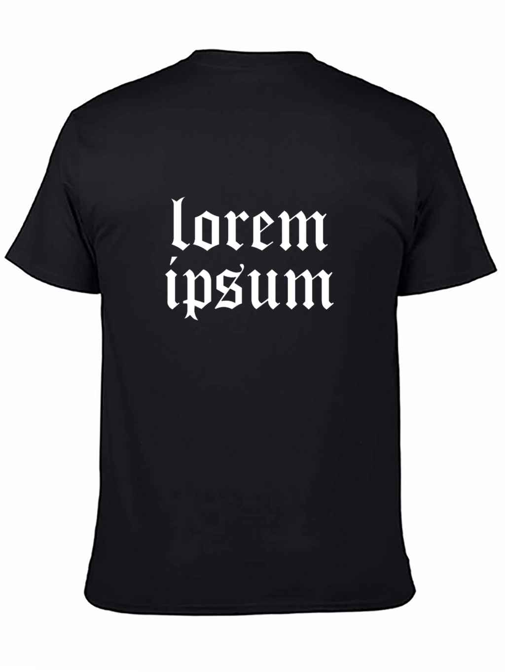 Black T-Shirt with Lorem Ipsum Gothic Text