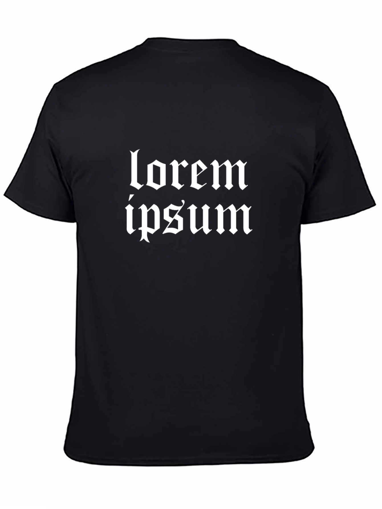 Black T-Shirt with Lorem Ipsum Gothic Text