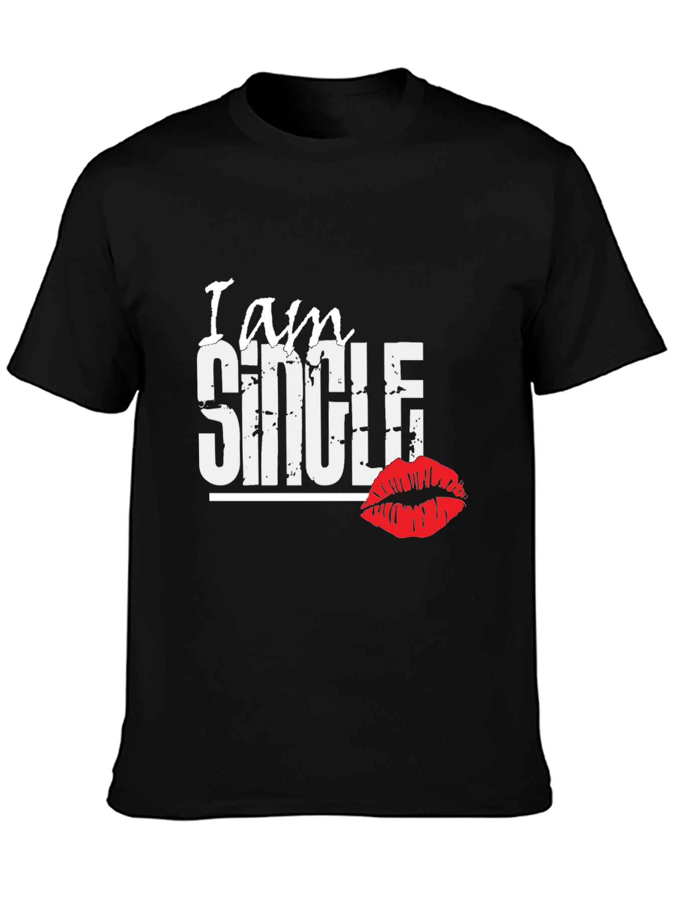 I am Single T-Shirt with Lip Print