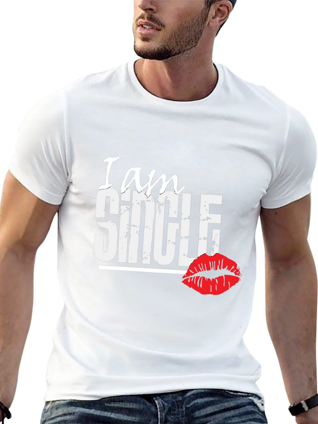 I am Single T-Shirt with Lip Print