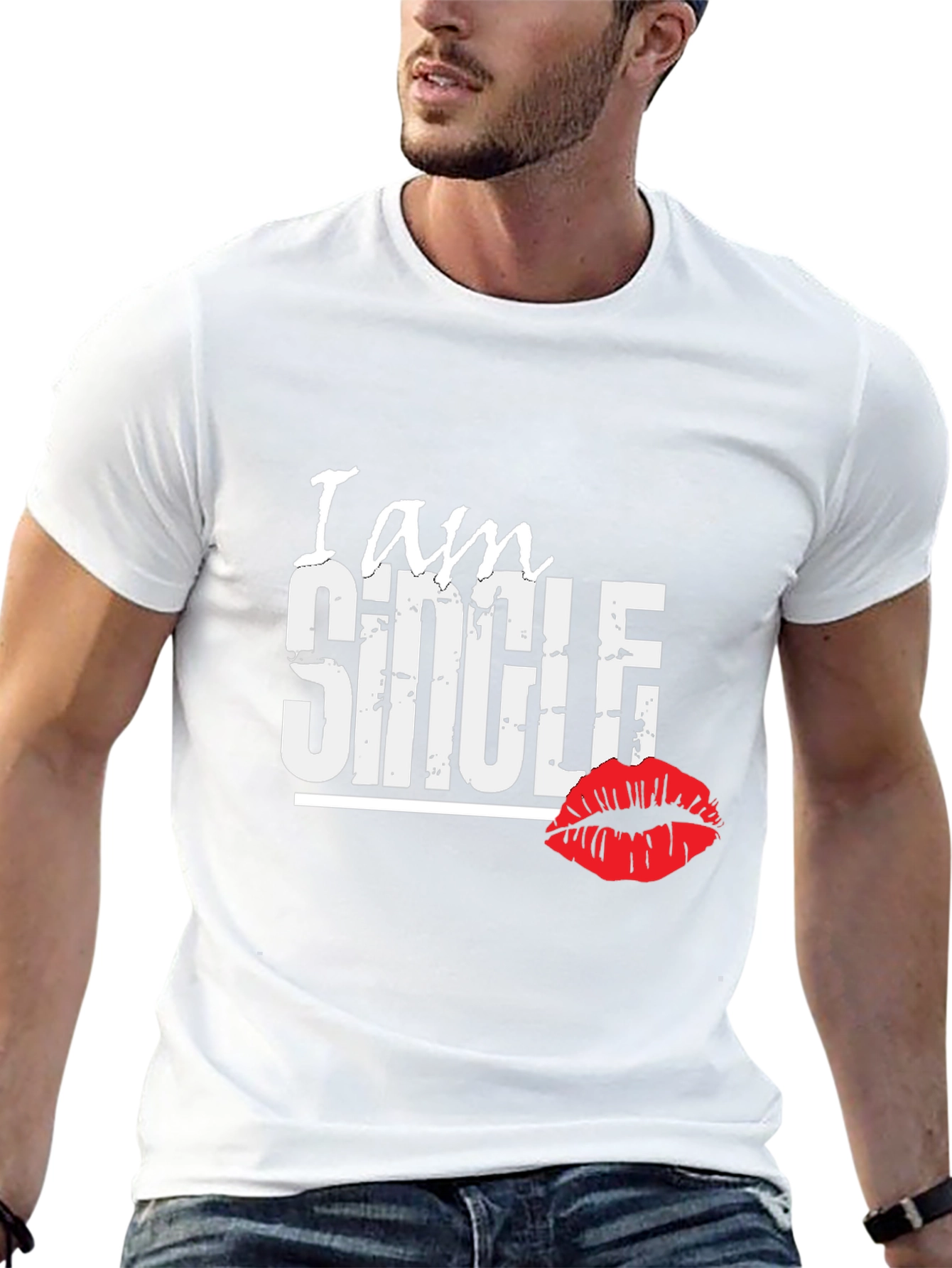I am Single T-Shirt with Lip Print
