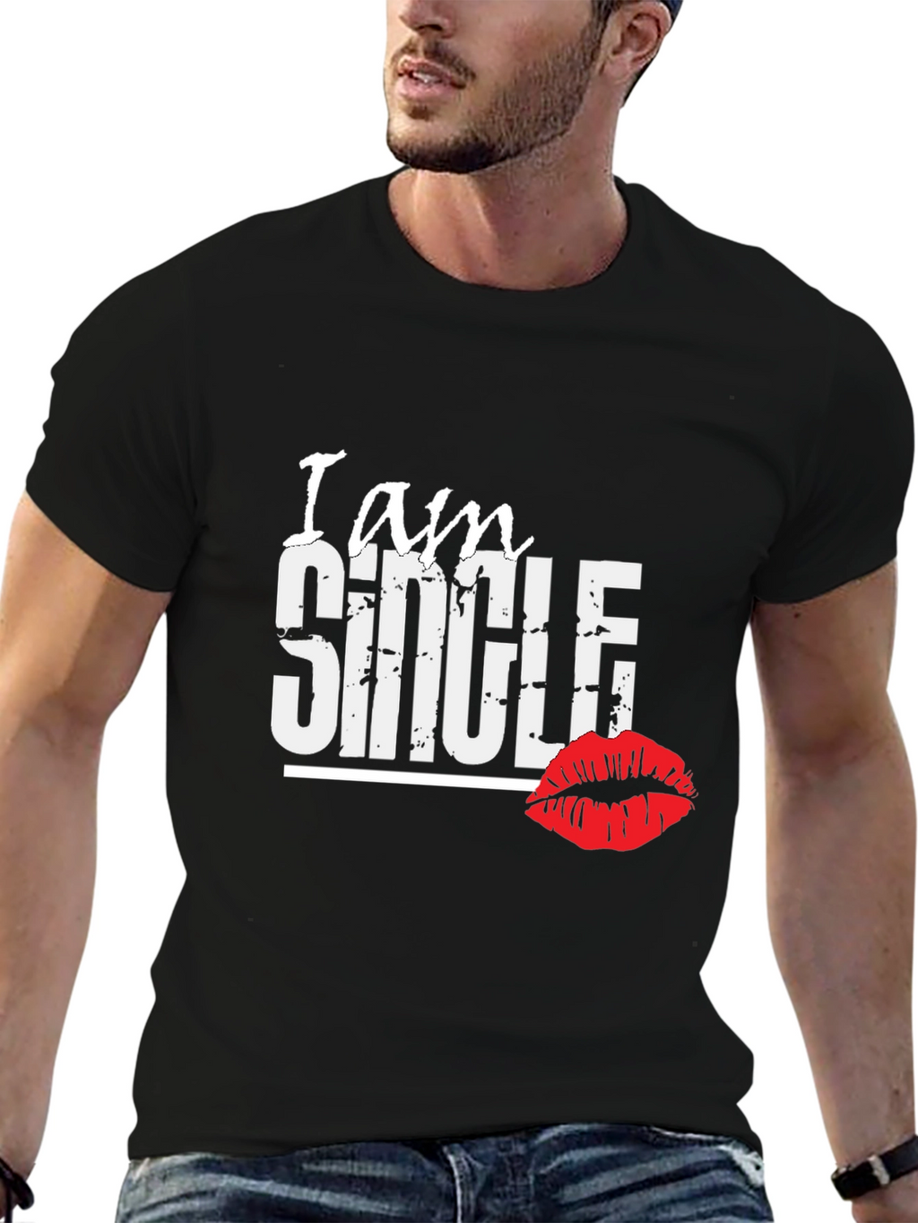 I am Single T-Shirt with Lip Print