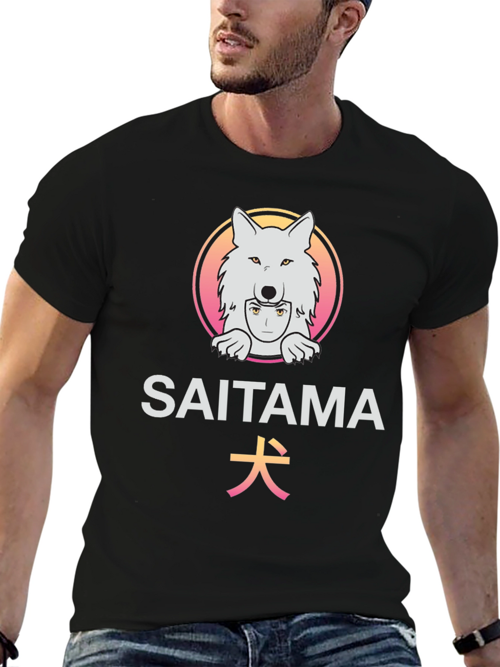 Saitama Anime Graphic T-Shirt - Unique Wolf Design