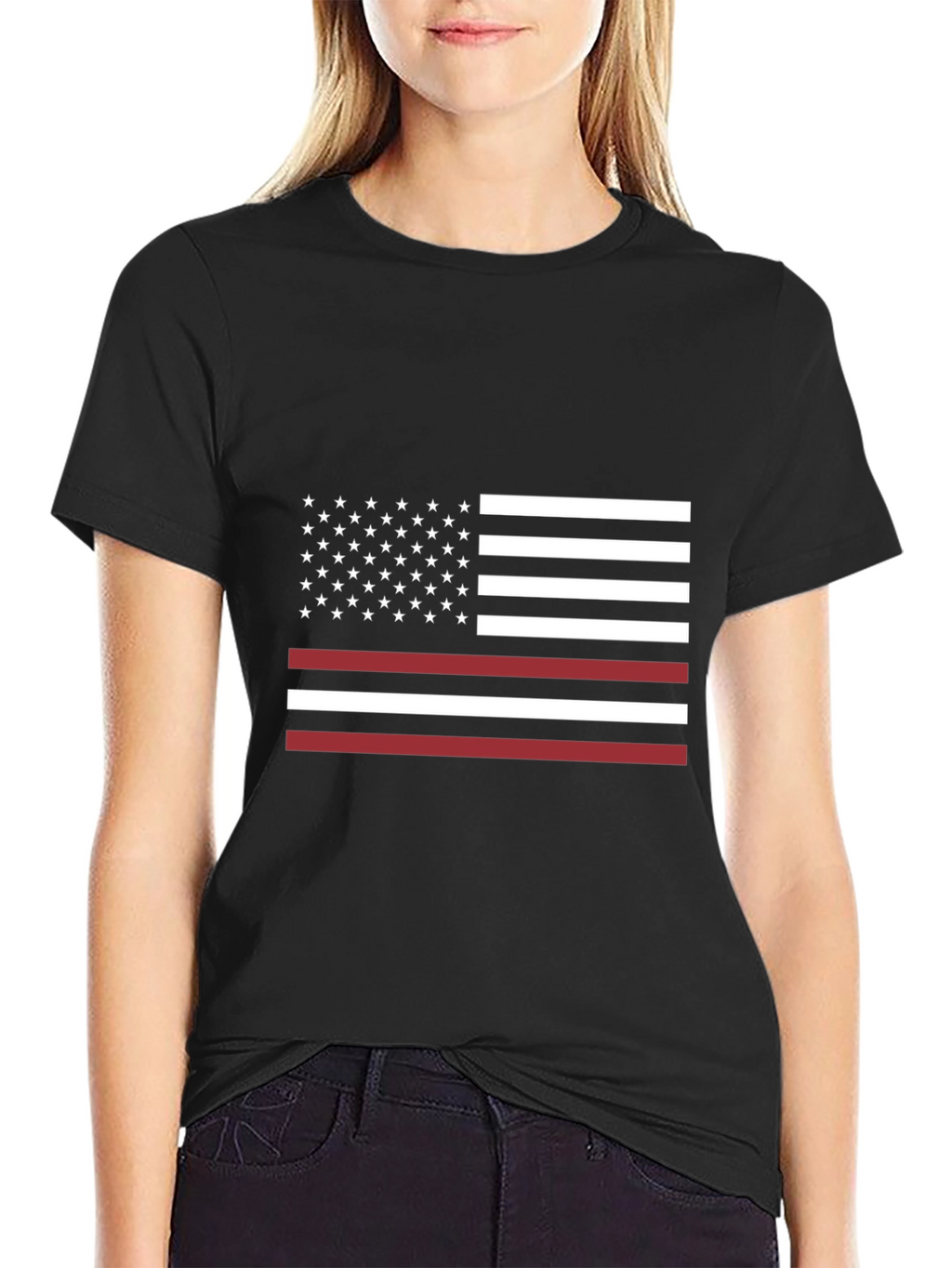 Thin Red Line American Flag Graphic T-Shirt