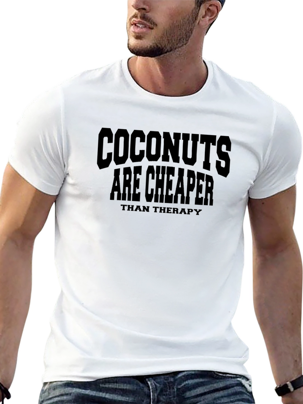 Coconuts Cheaper Than Therapy Novelty Graphic T-Shirt