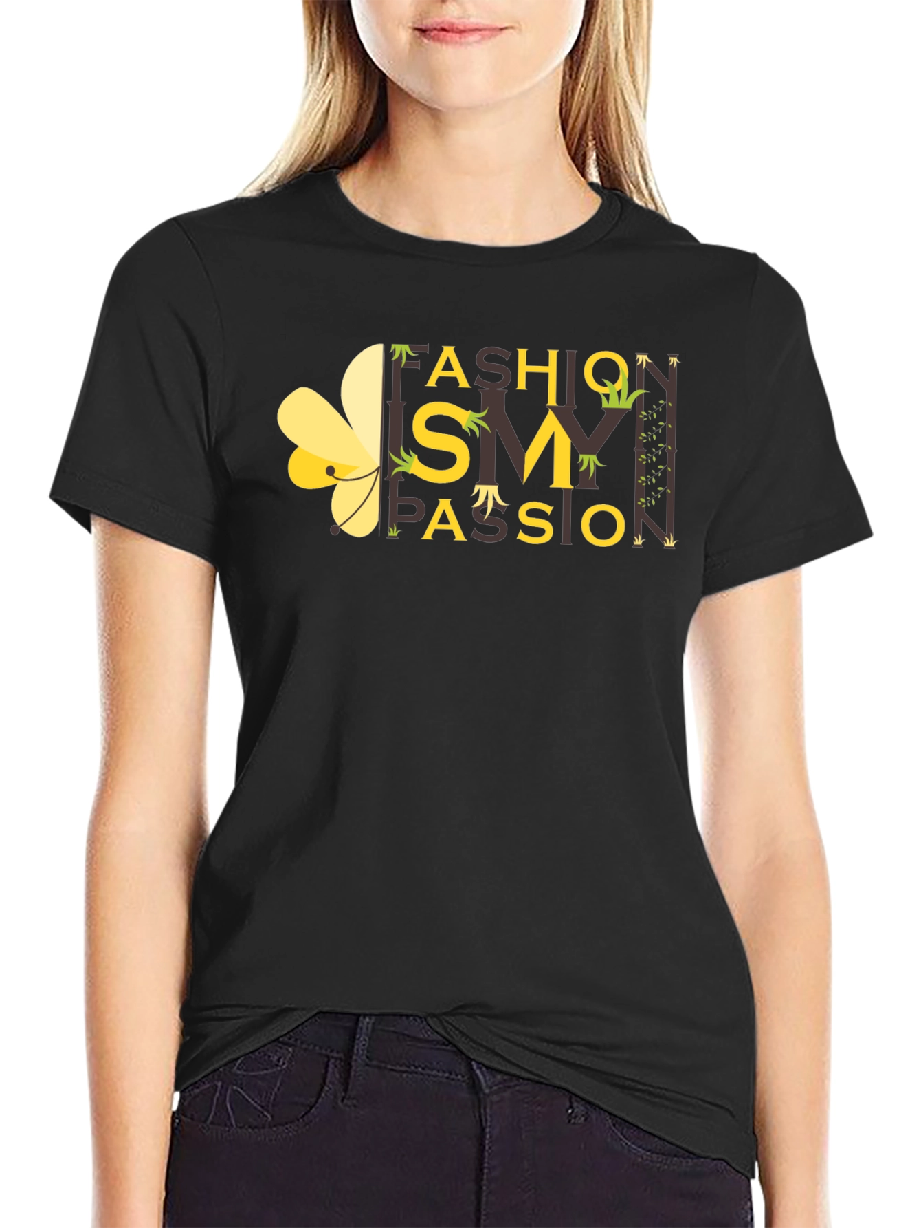 Fashion Passion Graphic Print Black T-Shirt