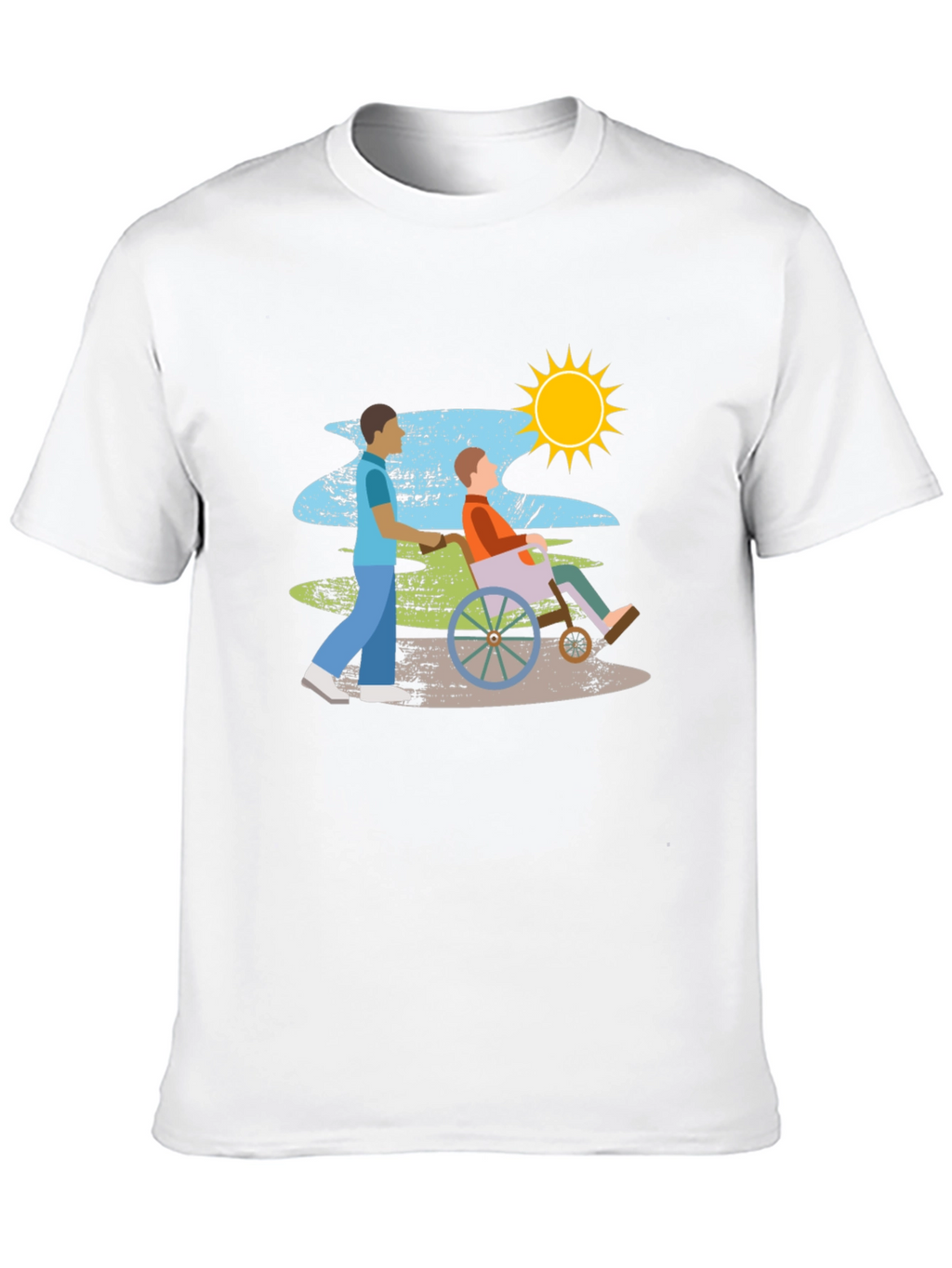 Caring Wheelchair Design Black T-Shirt