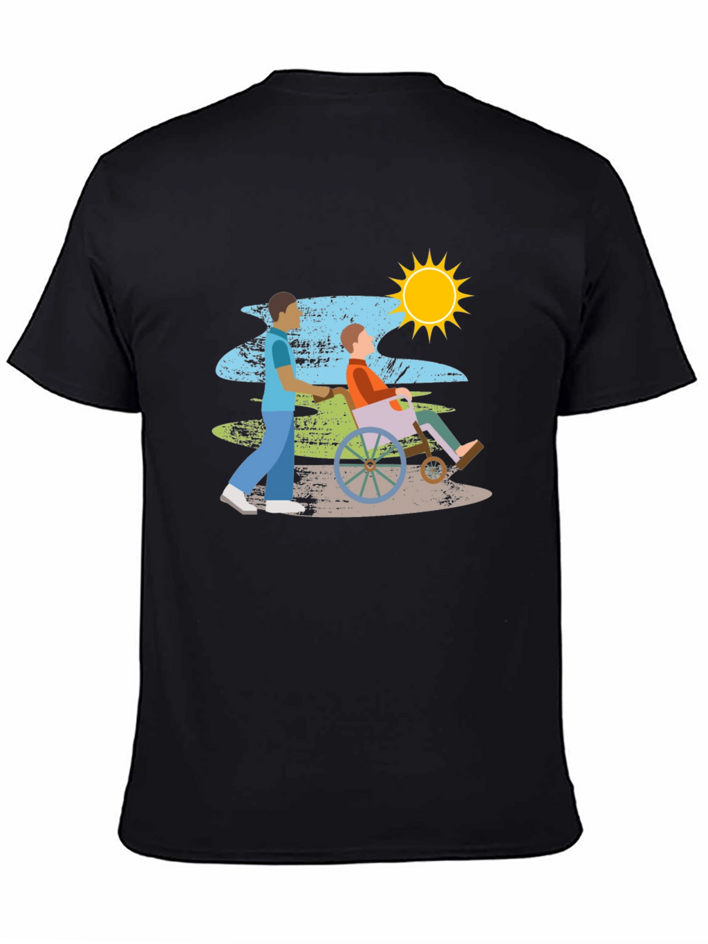 Caring Wheelchair Design Black T-Shirt