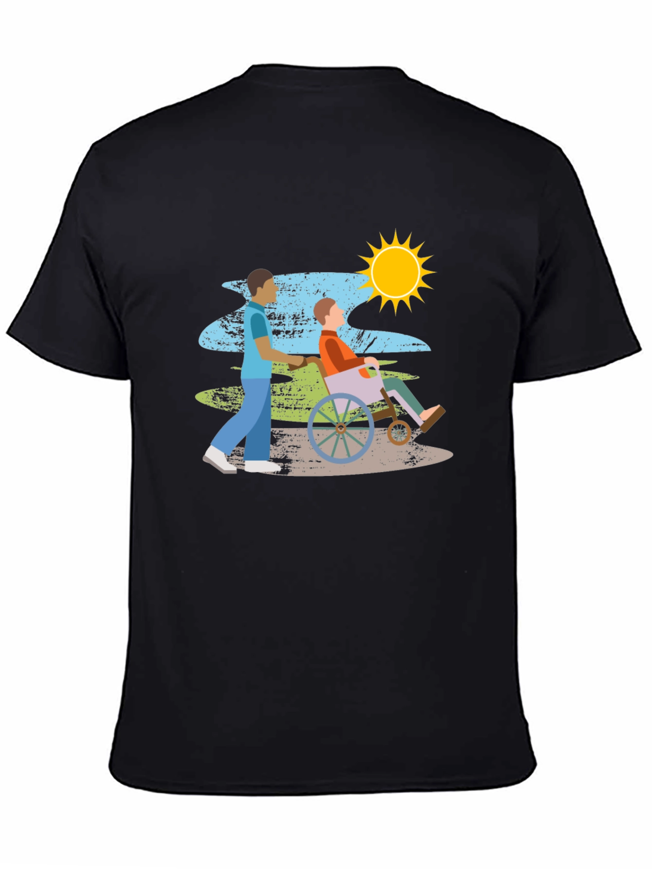 Caring Wheelchair Design Black T-Shirt