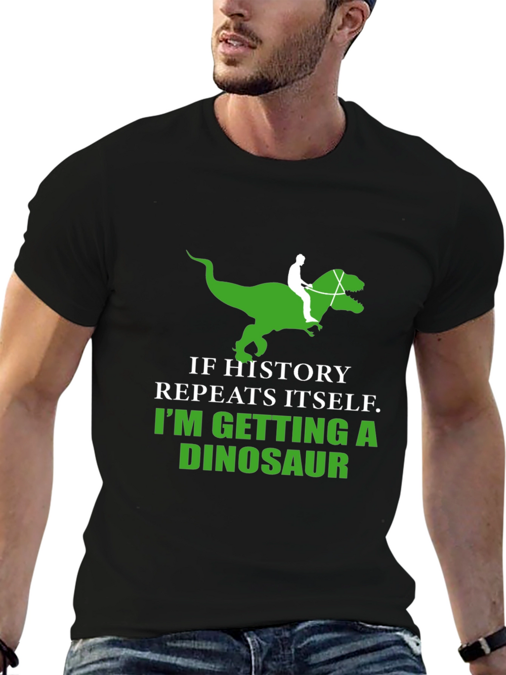 History Repeats Dinosaur T-Shirt Funny Graphic Tee