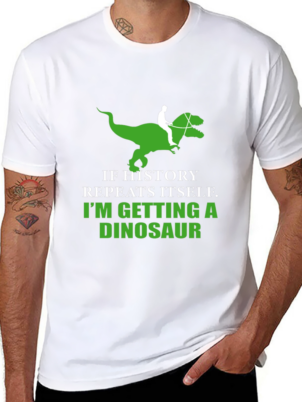 History Repeats Dinosaur T-Shirt Funny Graphic Tee