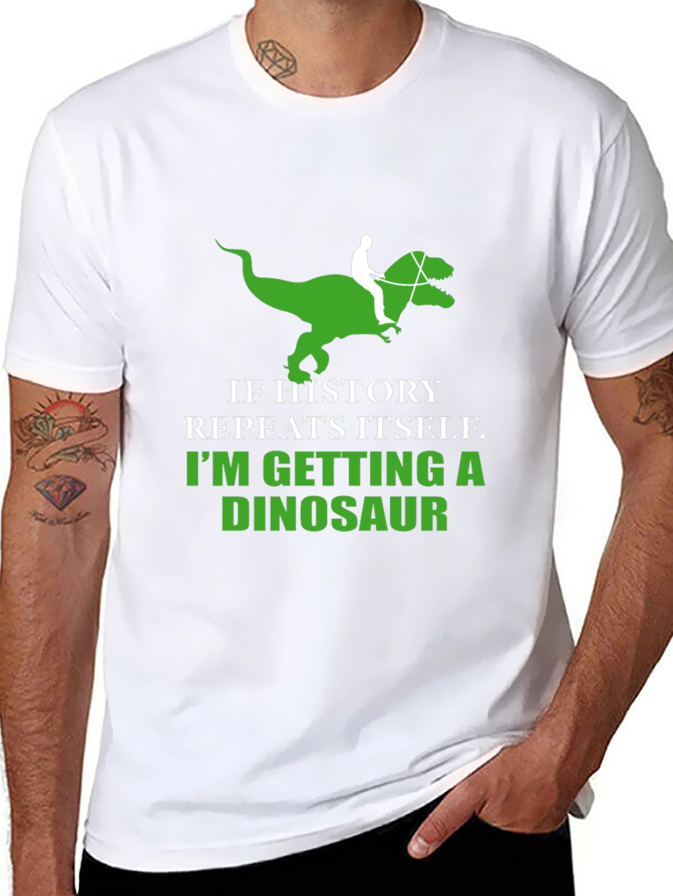 History Repeats Dinosaur T-Shirt Funny Graphic Tee