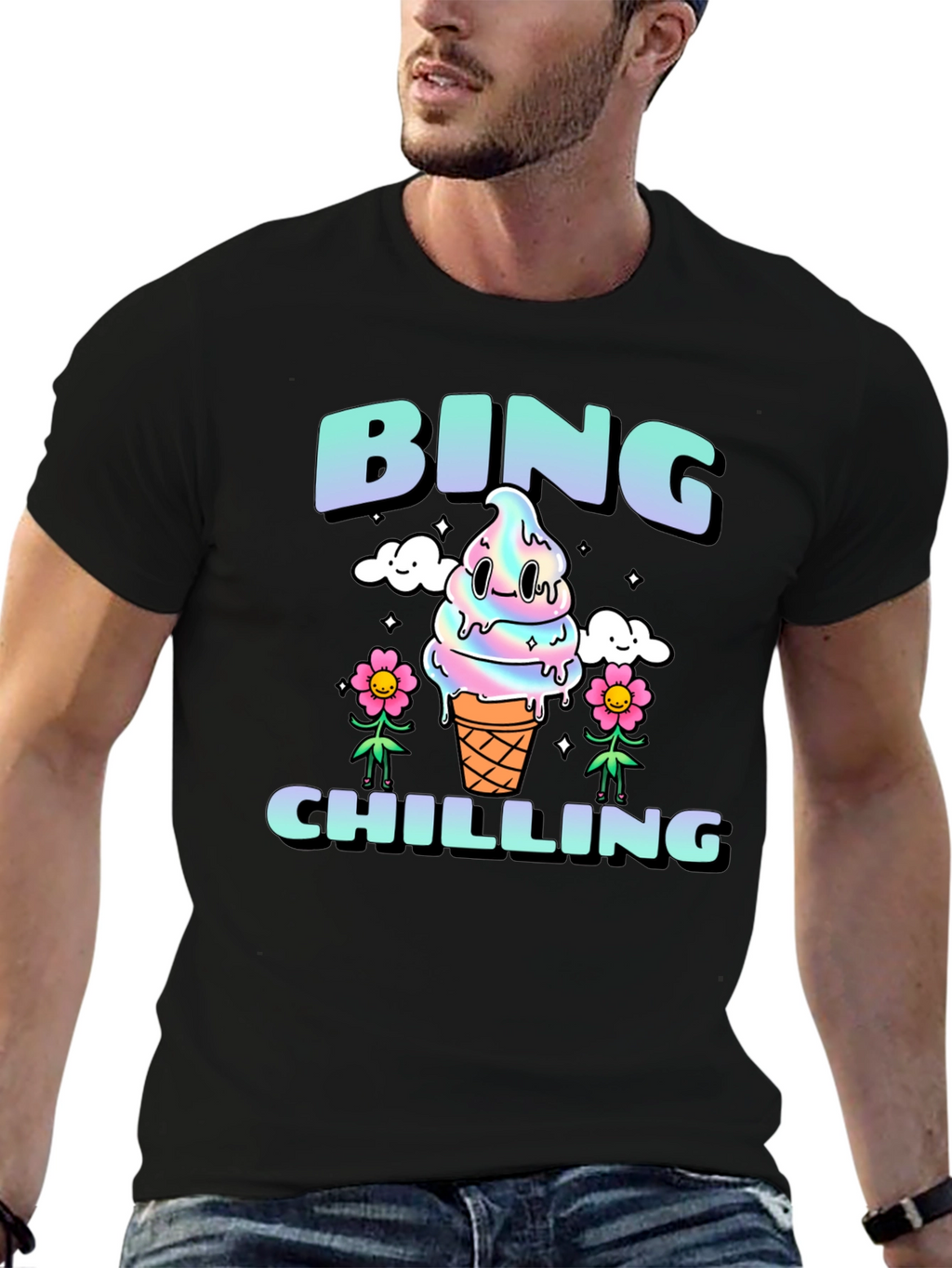 Bing Chilling Graphic Tee - Cool Ice Cream Design