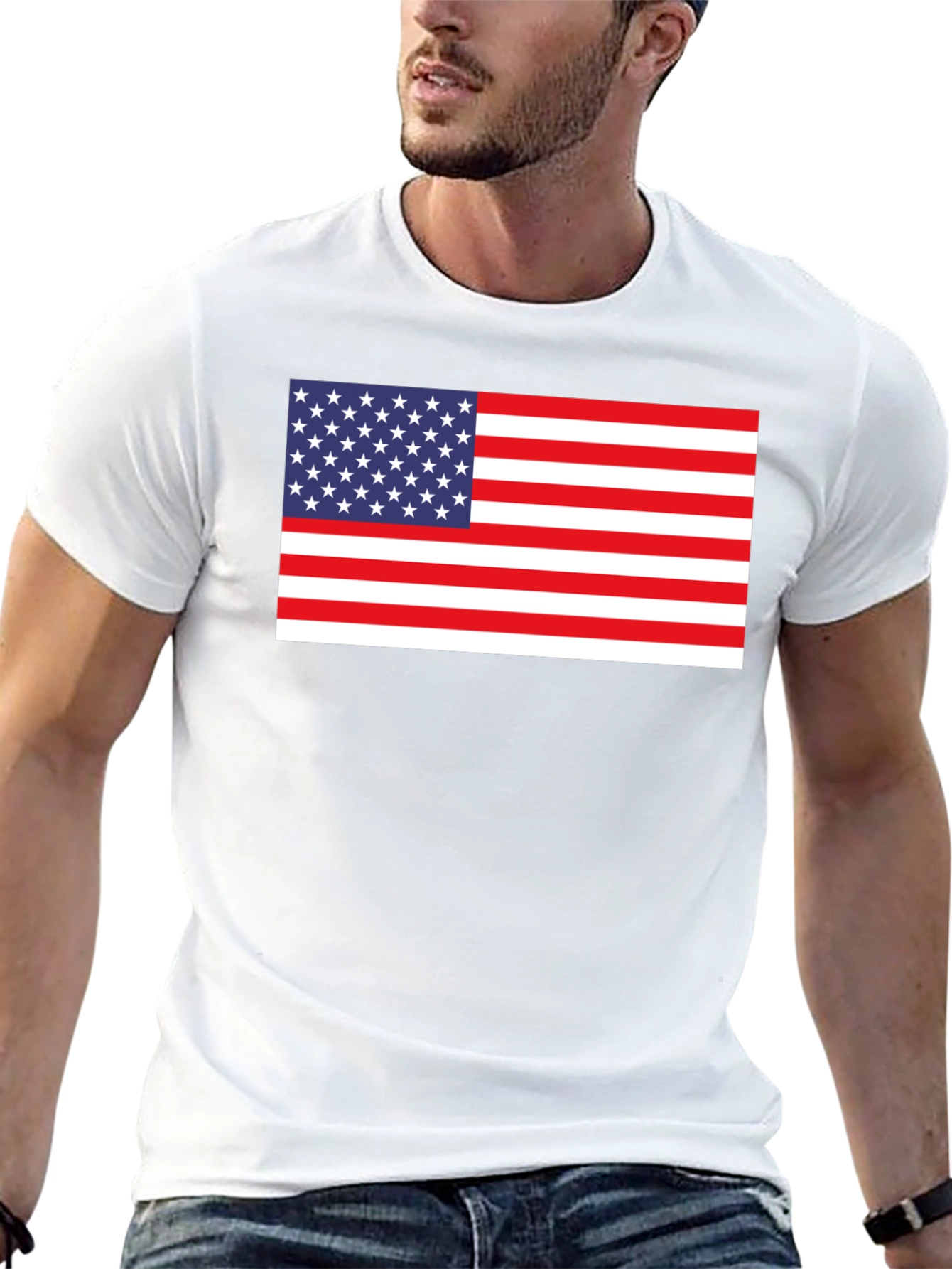 American Flag Graphic Tee - Black Cotton Blend