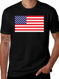 American Flag Graphic Tee - Black Cotton Blend