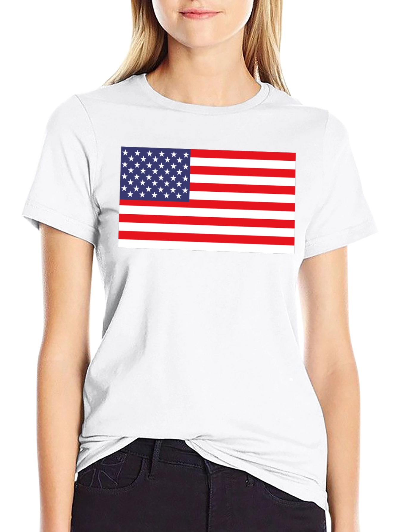 American Flag Graphic Tee - Black Cotton Blend