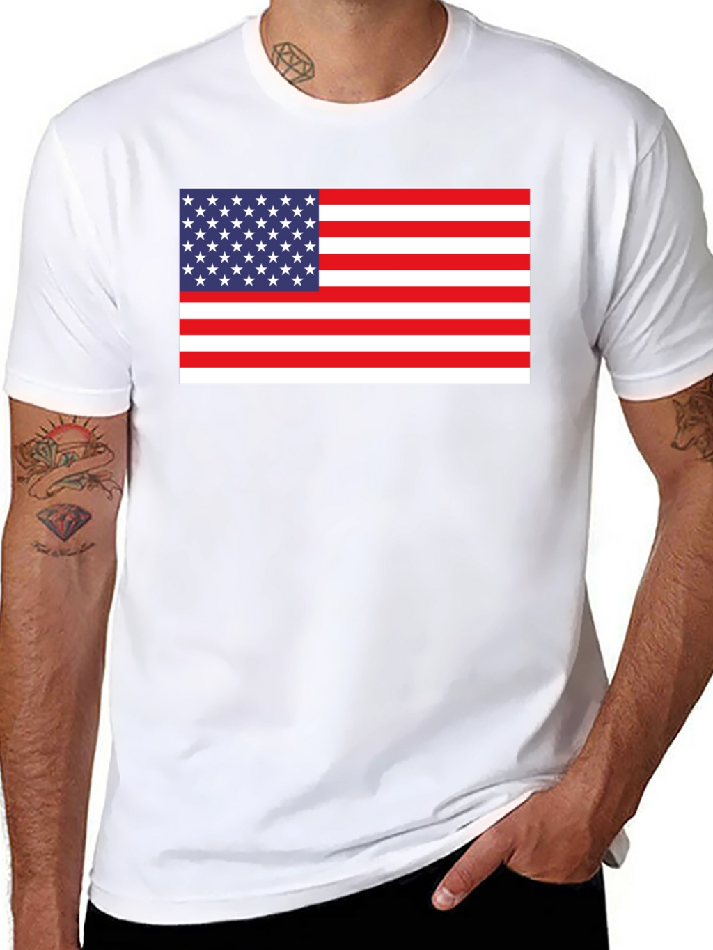 American Flag Graphic Tee - Black Cotton Blend